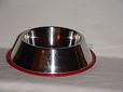 Stainless Steel trimmed in Red Plastic Pet Dish-1