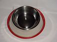 Stainless Steel trimmed in Red Plastic Pet Dish-2